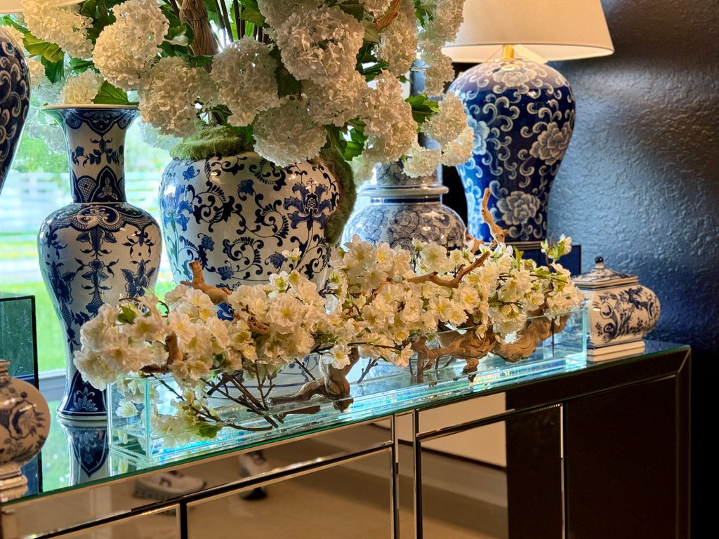 Casa Moderna Glass Planter with Cherry Blossoms