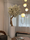 Matte Beige St. Tropez Planter with Custom Made White Cherry Blossom Tree