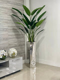 Stainless Prism Planter with Bird of Paradise (7′)
